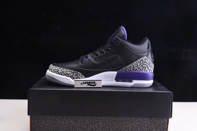 Rep TBkick CT8532-050 Court Air Jordan Black Retro 3 Purple 0703
